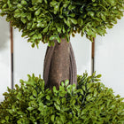 HOMCOM 45.3 InchDecorative Artificial Boxwood Plants in Pots - Green - 2 Pack-Materials: PE, Cement 