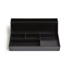 TRU RED 6-Compartment Plastic Desktop Organizer - Black-This multi-compartment organizer helps you store and organize paper clips, pens, stickies, and more