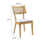 Modway Caledonia Fabric Upholstered Wood Dining Chair - Natural/White - 2 Pack-Open Weave Rattan Backrest