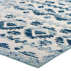 Modway Reflect Takara Abstract Diamond Moroccan Trellis Indoor/Outdoor Area Rug - 8 ft W x 10 ft L - Ivory/Blue-High Density / Machine-Woven