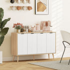 HOMCOM Modern 47.2" L Sideboard Buffet Cabinet - Natural Wood-Equipped with two adjustable shelves to accommodate items of various heights