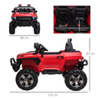 Aosom 12V 2-Seater Kids Ride-On Police Truck - Red-Pre-installed music and multi-media center or use USB/TF import and Aux cord plug-ins to listen to their favorite song 