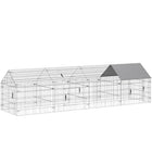 PawHut Metal Chicken Coop - Small - 168.5" x 42.1" x 43.7" - Grey-Provides nearly 49.5 sq ft (4.6 ㎡) of open space for happy, active poultry
