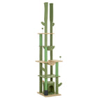 PawHut 89" - 100" Floor-To-Ceiling Cat Tree with Scratching Posts - Green-Adjustable height, 88.6"-100.4" (225-255cm), saves space and enhances high levels 