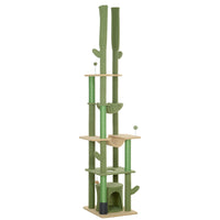 PawHut 89" - 100" Floor-To-Ceiling Cat Tree with Scratching Posts - Green-Adjustable height, 88.6"-100.4" (225-255cm), saves space and enhances high levels 
