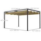 Outsunny Patio Pergola with Retractable Canopy - 10' x 7' - Khaki-Great for porch, pergola, patio, gazebo or any outdoor spaces 
