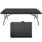 Homy Casa 6 ft Wood-Grain Portable Plastic Foldable Table with 4 adjustable Heights- Black-The 6 ft size offers extra space for meals and events