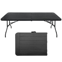 Homy Casa 6 ft Wood-Grain Portable Plastic Foldable Table with 4 adjustable Heights- Black-The 6 ft size offers extra space for meals and events