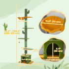 PawHut 90.5" - 108" Floor-To-Ceiling Cat Tree - Green-Soft cover provides luxury and comfort 
