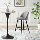 Modway Cordial Fabric Bar Stools - Light Gray - Set of 2-Matte Black Metal Legs