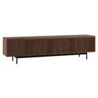 Hudson&Canal Whitman TV Stand for TV's up to 85" - Satin Walnut-Features four doors with open-concept storage cabinets