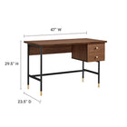 Modway Nexus 47" Office Desk - Black Walnut-Particleboard and Wood Grain Laminate