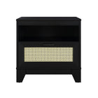 Manhattan Comfort Sheridan 21.63" Mid-Century Modern Nightstand - Black-Modern Cane Nightstand for Bedroom and Living Room use