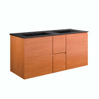 Modway Scenic 48" Double Wall-Mount Bathroom Vanity - Cherry/Black-Wall-Mount Bathroom Vanity Cabinet