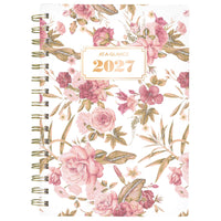 AT-A-GLANCE 2027 Small Weekly/ Monthly Planner - 8-½" H x 6" W - Badge Floral - Bilingual-13 months: January 2027 - January 2028
