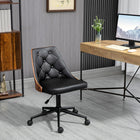 HOMCOM PU Leather Office Desk Chair with Adjustable Height - Black-The height can be adjusted from 17.7" -21.7" to meet your different needs