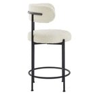 Modway Albie Boucle Fabric Counter Stools - Ivory/Black - 2 Pack-8