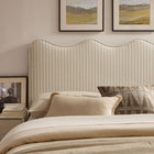 Modway Athena Striped Fabric Upholstered Full Size Headboard - Oatmeal Stripe-Seven Adjustable Mounting Positions