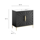 Modway Awaken 36" Bathroom Vanity - White/Black-Solid Wood and MDF Construction