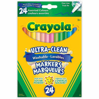 Crayola Ultra-Clean Washable Fine Line Markers - Assorted Colours - 24 Pack-Reliable marker tip for consistent ink flow