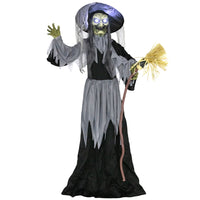 Outsunny 6' Animatronic Witch Halloween Decoration-Life-sized 72" (183 cm), realistic witch design adds a spooky focal point to your decor 