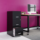 Hirsh 3-Drawer Vertical File Cabinet with Lock - Black-Full high-side drawers provide storage for other office essentials