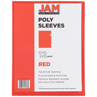 JAM Paper Plastic Sleeves, 9 x 11.5, Red, 24 Pack (2226316989g)-Red