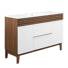 Modway Render 48" Single Sink Bathroom Vanity - White/Walnut/White-Fixtures Not Included