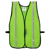 Merangue High Visibility Lime Mesh Safety Vest with 1" Reflective Tape, One Size Fits All , 12 Pack-Lime mesh fabric