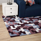 Modway Andela Interlocking Block Mosaic Area Rug - 5 ft W x 8 ft L - Multicolored Red/Light Blue-Protect Floors From Traffic/Furniture