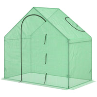 Outsunny 6'x3.3'x5.5' Walk-in Garden Greenhouse with Door & Window - Green PE Cover- Constructed with reinforced steel frame for durable use and extra stable 