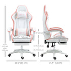 Vinsetto Computer Gaming Chair with Footrest and Swivel Wheels - White-Removable head and lumbar pillow included