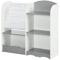 Qaba Kids Toy Storage Organizer Shelf - Grey-Features plenty of room to keep toys, books, collectibles and others 