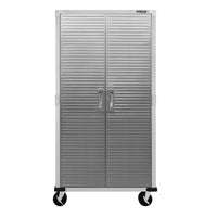 Seville Classics UltraHD Storage Cabinet - 36" L x 18" W x 72" H - Granite-2 stainless steel locking doors with magnetic latch (2 keys included)