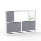 Luxor Modular Wall with Whiteboard - 70" W x 48" H - Segmented Grey Frame, Frosted Acrylic, Cool Grey PET-Creates semi permanent privacy in shared spaces