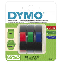 DYMO Labeller Tape, Glossy Vinyl Embossing Tape, Assorted, 3 Pack (1741671)-Glossy Embossing Tape
