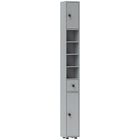 Kleankin Bathroom Storage Cabinet with Shelves and Toilet Paper Holder - Grey-Four open shelves and two 2-tier cabinet neatly arrange your towels, linen and other bathroom essentials