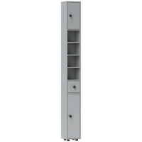 Kleankin Bathroom Storage Cabinet with Shelves and Toilet Paper Holder - Grey-Four open shelves and two 2-tier cabinet neatly arrange your towels, linen and other bathroom essentials