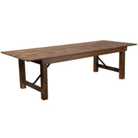 Flash Furniture HERCULES Series 9' x 40" Rectangular Antique Rustic Solid Pine Folding Farm Table-Rustic Style