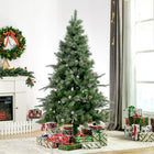 HOMCOM 6' Snow-Flocked Artificial Christmas Pine Tree with Pinecones - Green-Pinecones for decoration 