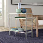 Hudson&Canal Sivil 24"W Rectangular Side Table - Satin Nickel-Hand crafted blackened bronze finish is applied to the steel frame