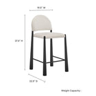 Modway Hayley Upholstered Fabric Counter Stool - Black Cream-Arched Half-Moon Backrest
