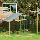 PawHut Metal Walk-in Chicken Run with Cover - 118.1" W x 66.9" D x 74.8" H-Plastic-coated steel mesh offers effective protection for your chickens 