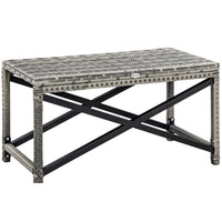 Outsunny Patio Wicker End Table with Plastic Board Under the Full Woven Table Top - Mixed Grey-Classic design is an excellent addition to your patio, garden and pool 
