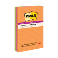 Post-it Super Sticky Notes -4" x 6" - Energy Boost Collection - Lined - 270 Sheets - 3 Pack-Post-it Super Sticky Notes have 2X the sticking power