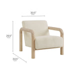 Modway Sereno Boucle Accent Chair - Cream Oak-Rounded Solid Wood Armrests