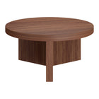 Hudson&Canal Holm 32"W Round Coffee Table - Satin Walnut-Table is made of high-quality and durable MDF and PVC materials