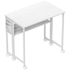 HOMCOM 31.5" Rolling Folding Desk with Wheels and Storage Bag - White-Fold depth from 19.7" to 8.3" with drop leaf design