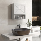 kleankin Farmhouse Bathroom Wall Cabinet - White-Adjustable shelf in the cabinet for various-sized items