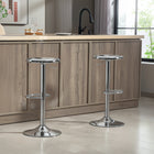 HOMCOM Adjustable Steel Breakfast Bar Stools - Silver - 2 Pack-Adjustable seat height from 23.6" to 31.5" (60 to 80 cm) for versatility
